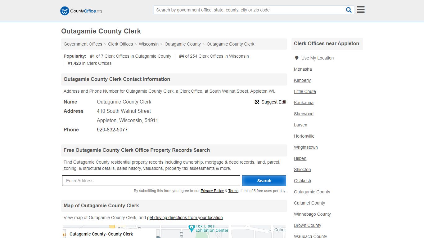 Outagamie County Clerk - Appleton, WI (Address and Phone)